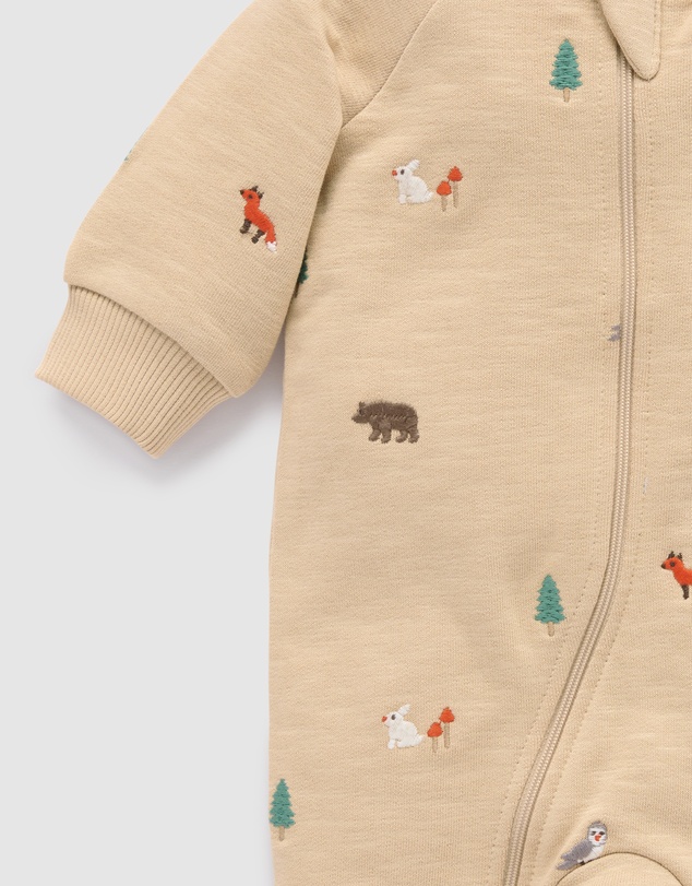 Purebaby - Embroidered Fleece Growsuit -Kids-Babies