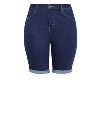 City Chic - Plus size Turn Up Skinny Denim Short - mid wash