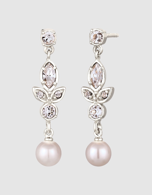 Elli Jewelry - Crystal Blossom Drop Earrings in 925 Silver