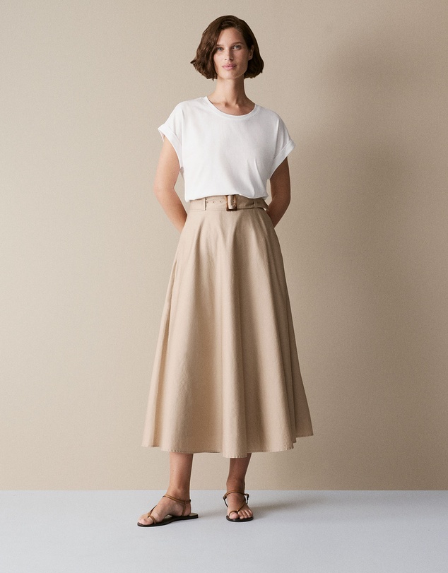Trenery - Pima Cotton Cuff Sleeve T-shirt in White