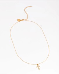 Lovisa - Waterproof Gold Plated Stainless Steel Cubic Zirconia Cross Necklace