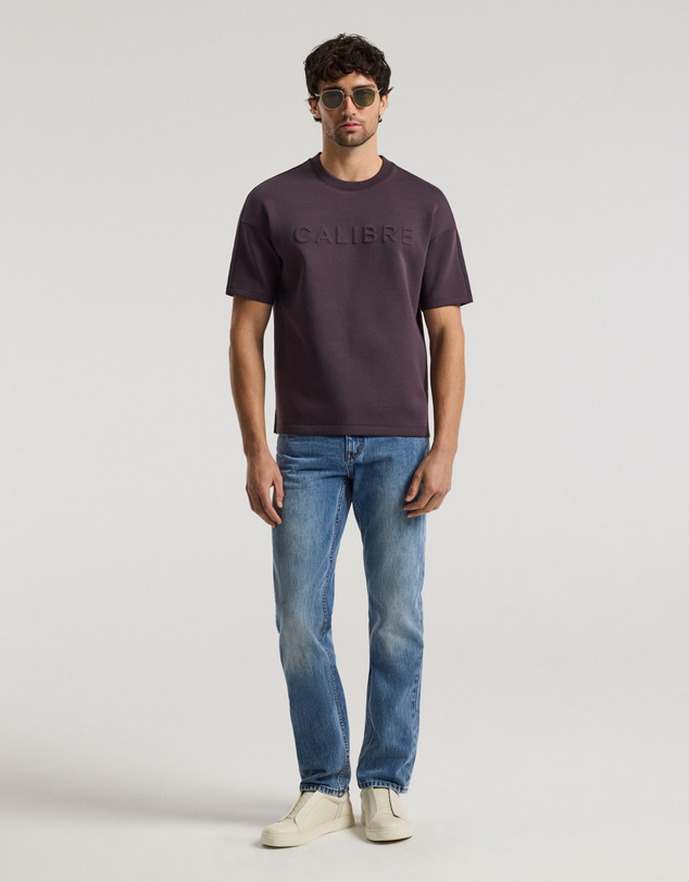 Calibre - Relaxed Fit Logo Sweat T-shirt Plum