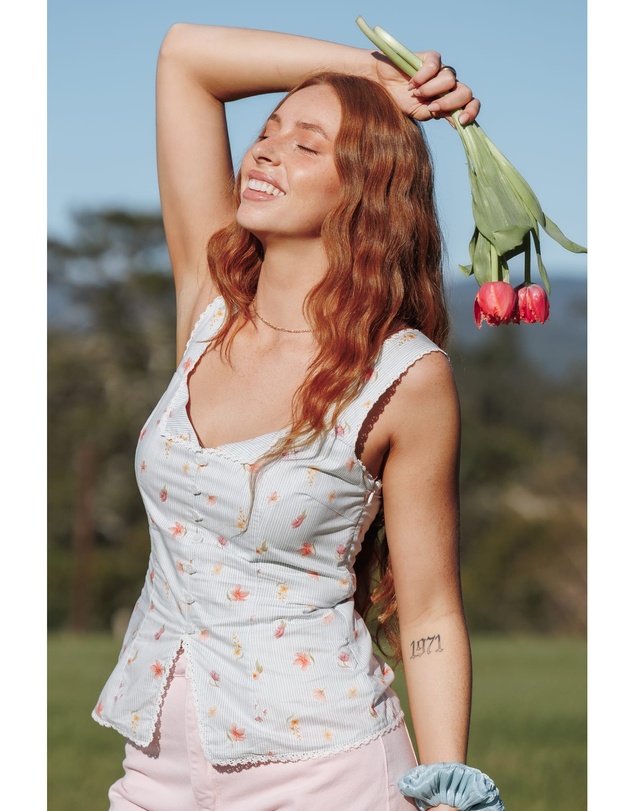 Petal & Pup - Ana Top - Blue Garden Stripe