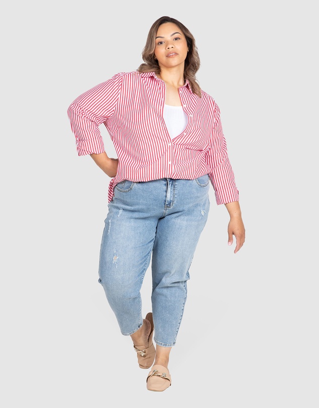 Love Your Wardrobe - Ella Stripe Button-Up Shirt