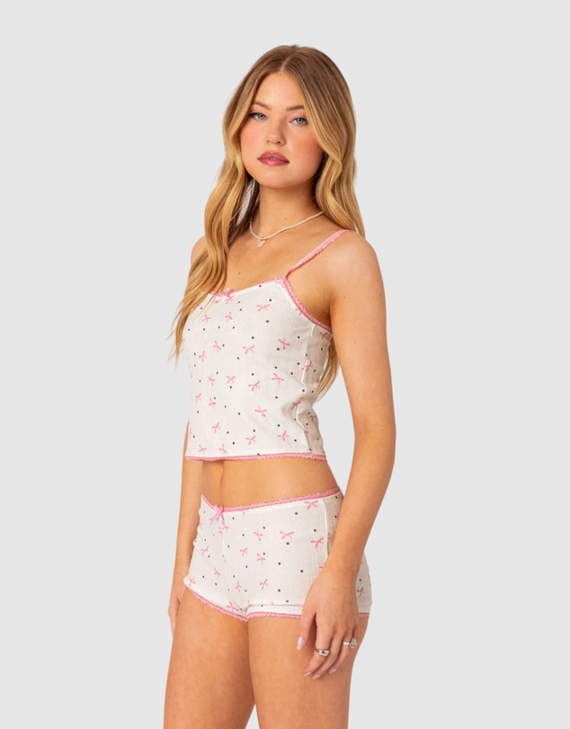 EDIKTED - Shelly pointelle printed tank top