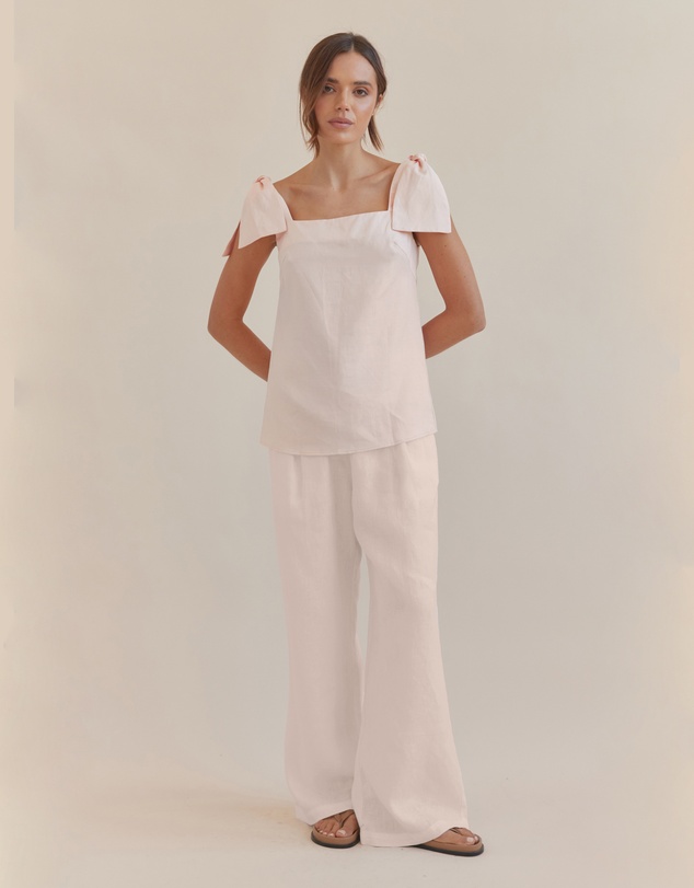 Amelius - Mavie Bow Linen Top