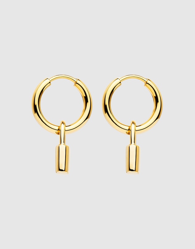 Najo - Love Lock Yellow Gold Huggie Earrings