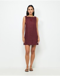 AERE - Siya Panelled Linen Shift Mini Dress