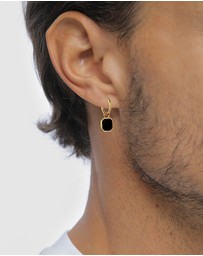 Kuzzoi - ICONIC EXCLUSIVE - Earrings Unisex Creole Square with Enamel 925 Sterling Silver Gold Plated