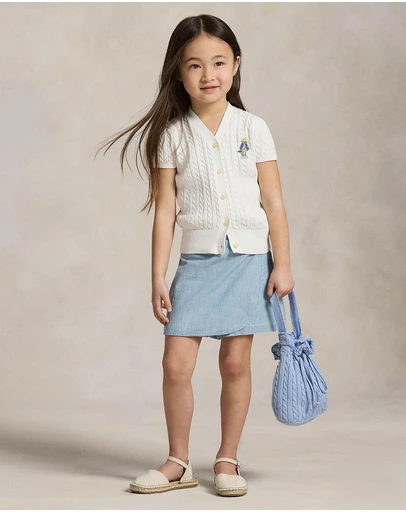 Polo Ralph Lauren - Indigo Chambray Faux-Wrap Skort - Babies-Kids