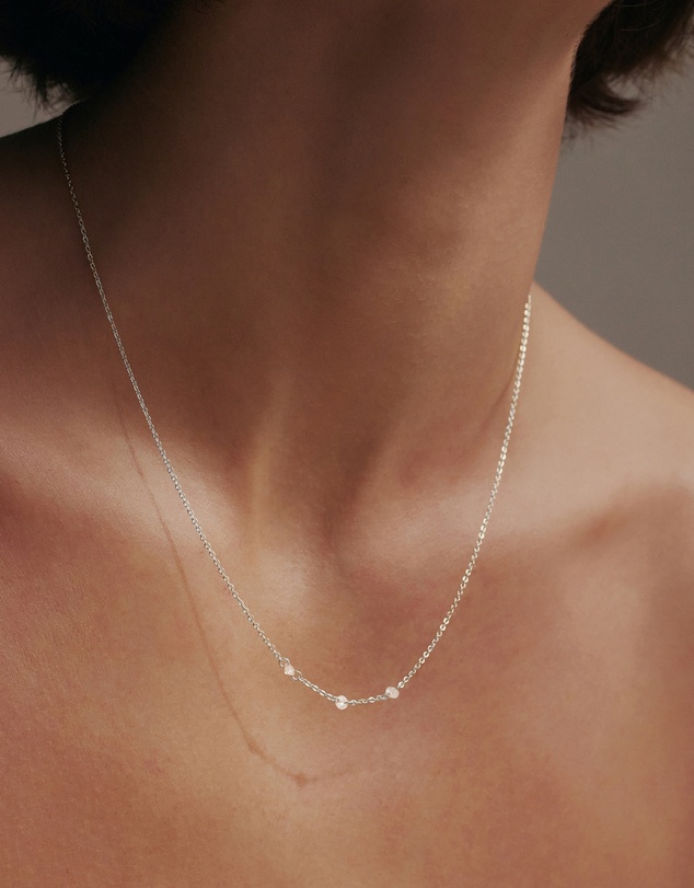 SAINT VALENTINE - Floating Stone Necklace - Silver
