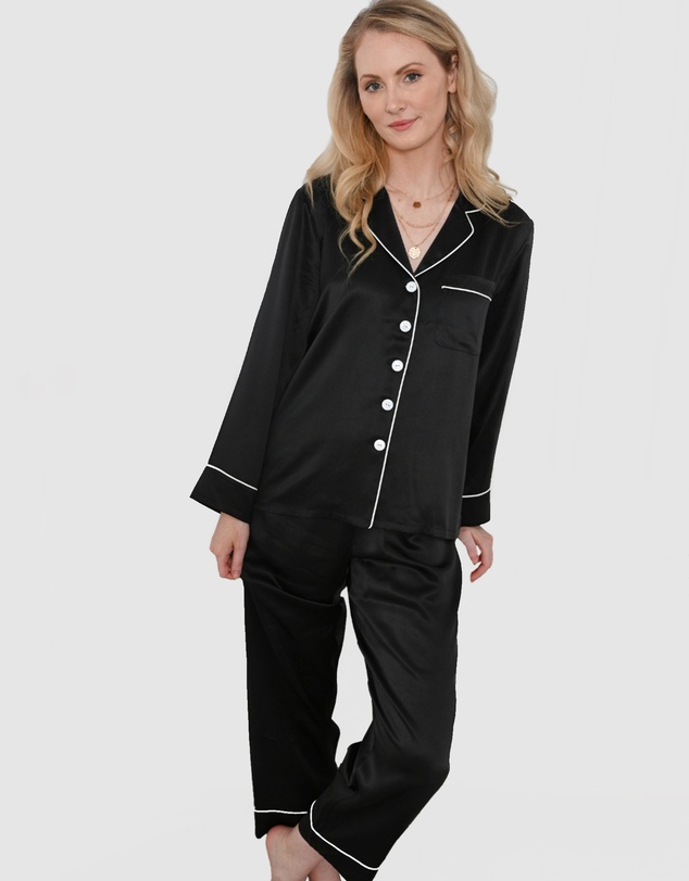 The Fable - Midnight Black Silk Pyjamas