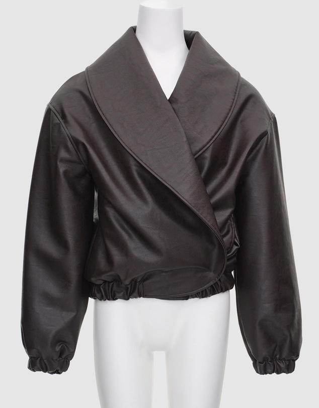 Source Unknown - Eleni Faux Leather Bomber Jacket