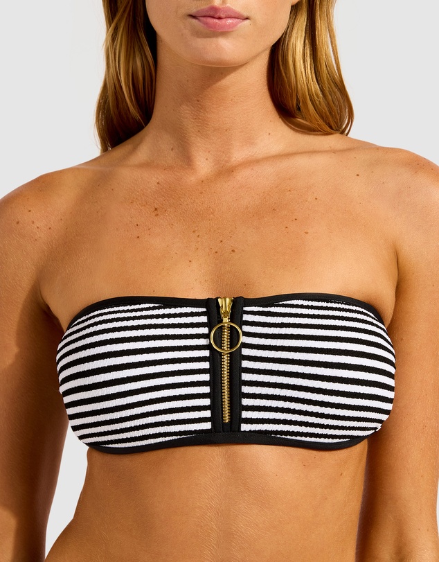 Seafolly - Clubhouse Zip Front Bandeau Bikini Top