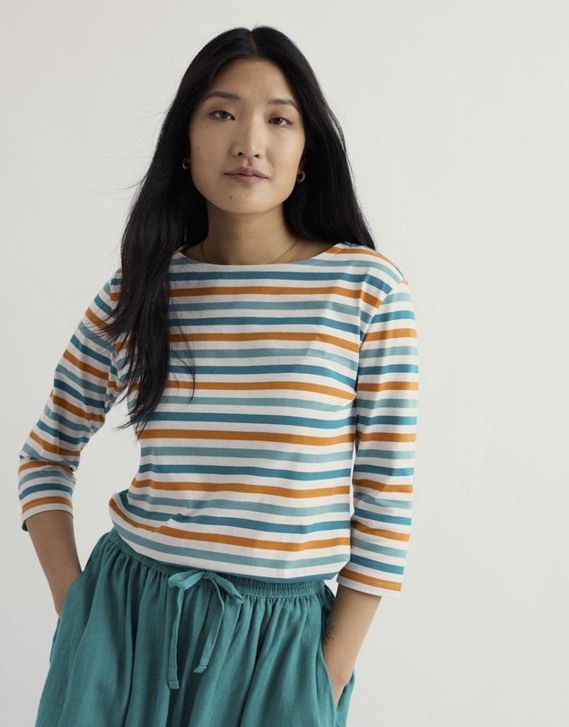 Seasalt - Seasalt Cornwall Multi Sailor 3/4 Sleeve Top Jersey