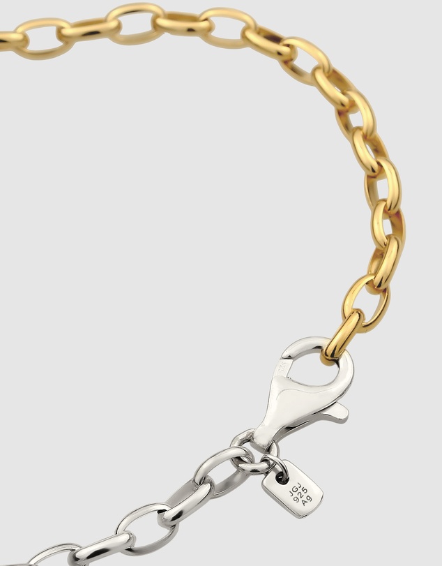 Kuzzoi - ICONIC EXCLUSIVE - Bracelet Male Crystals Link Chain with Crystal 925 Sterling Silver Bicolor