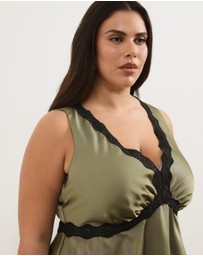 Atmos&Here Curvy - Sylvie Satin Lace Trim Top