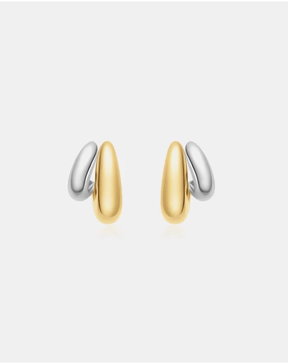 Ania Haie - Ania Haie Two-Tone Dome Stud Hoop Earrings