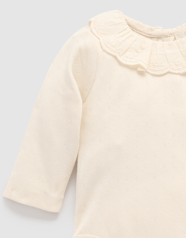 Purebaby - Ruffle Pointelle Bodysuit -Kids-Babies