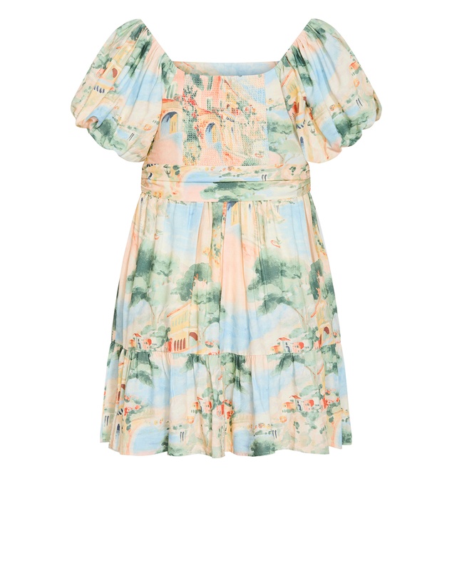 City Chic - Plus size Laurena Sardinia Print Mini Dress - light peach