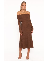 Petal & Pup - Wilma Off Shoulder Dress - Brown