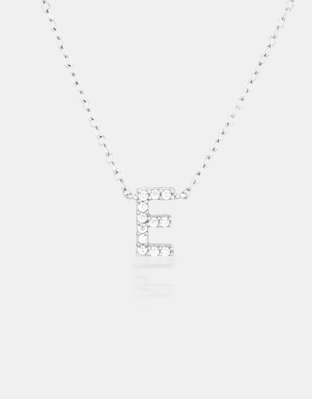 The Silver Collective - A-Z Letter Necklace - E