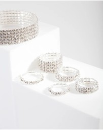 Lovisa - Silver Diamante Cupchain Bracelet & Ring Set