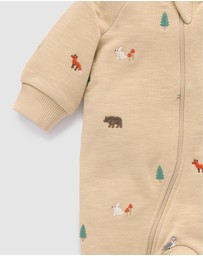 Purebaby - Embroidered Fleece Growsuit -Kids-Babies