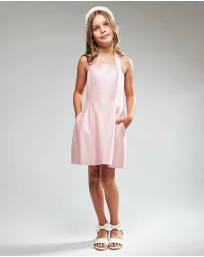 Bardot Junior - Amina Satin Halter Dress - Kids-Teens