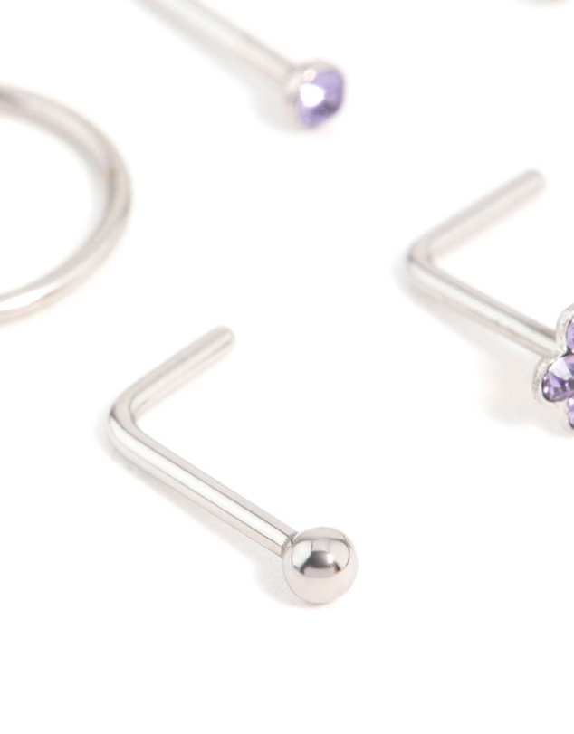 Lovisa - Surgical Steel Cubic Zirconia Flower Nose Piercing 6-Pack