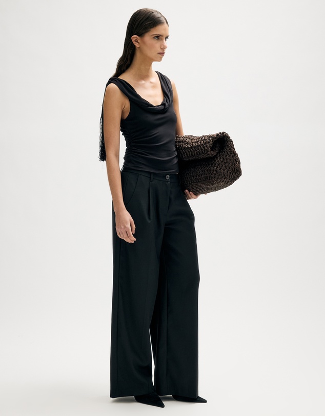 Minima Esenciales - Auden Jersey Fringe Scarf Top