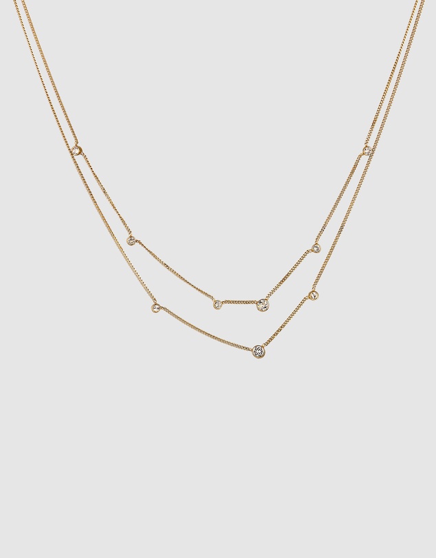 Elli Jewelry - Necklace Layer Crystal Circle 925 Sterling Silver Gold-Plated