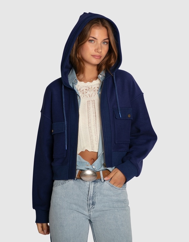 Belle & Bloom - Fireside Cropped Utility Zip Jacket