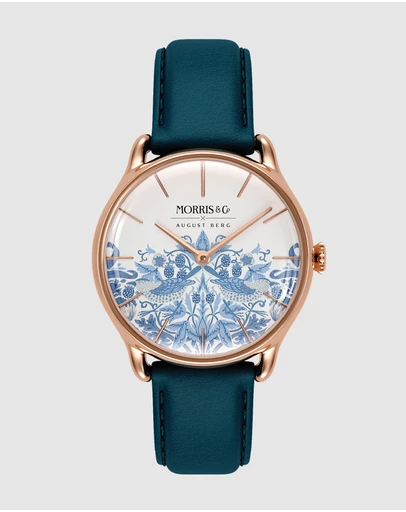 August Berg - Morris & Co 30mm Blue Strawberry Thief Watch