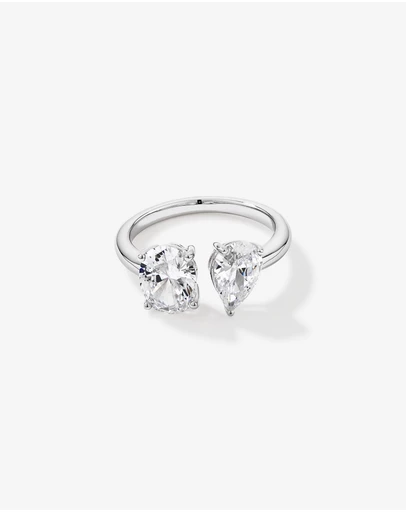 Michael Hill - Pear and Oval Shape Cubic Zirconia Toi Et Moi Ring in Sterling Silver