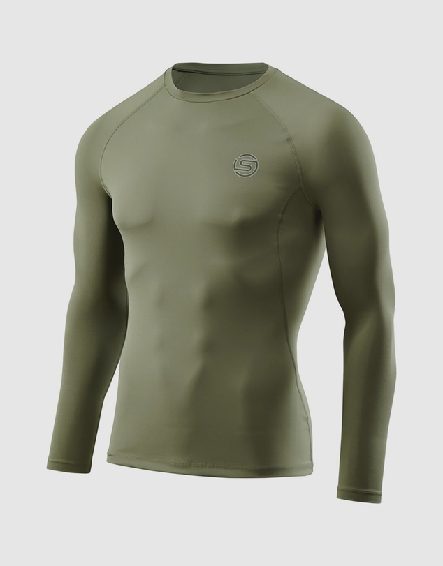 SKINS - SKINS Compression Men's Series-2 Gym Clothing Mens Long sleeve Top Khaki