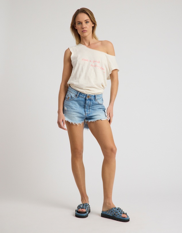 ONE TEASPOON - Outlaws Low Waist Mid-Length Denim Shorts