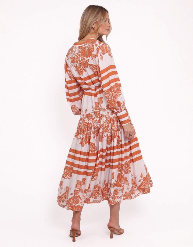 Petal & Pup - Jules Long Sleeve Dress - White/Orange