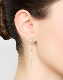 Lovisa - Gold Plated Cubic Zirconia Flower Chain Drop Earrings