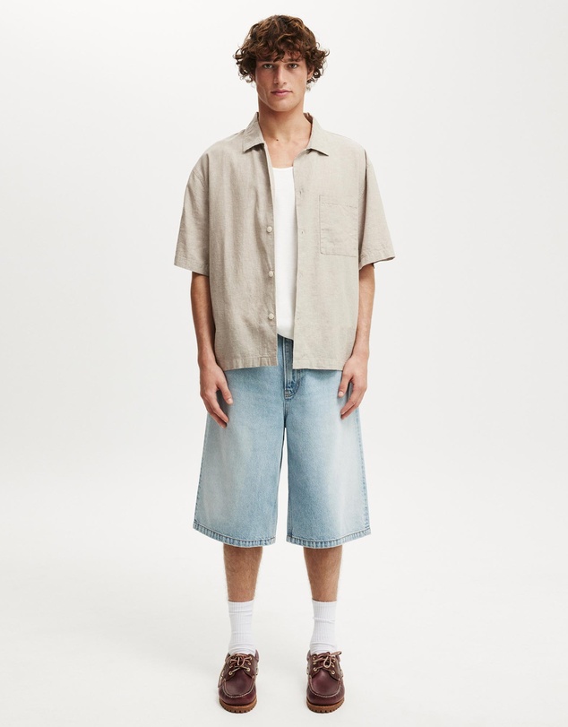 Cotton On - Eli Linen Blend Short Sleeve Shirt