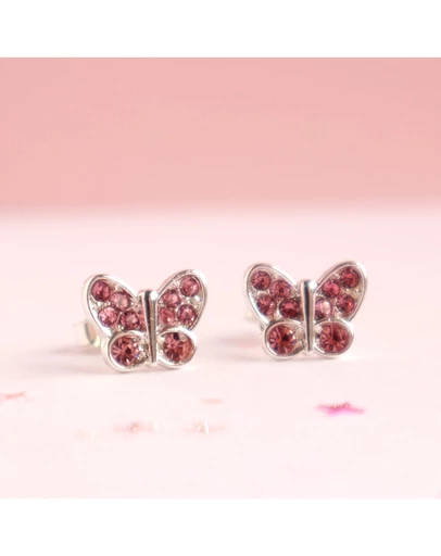 Lauren Hinkley - Lauren Hinkley Pink Crystal Butterfly Earrings