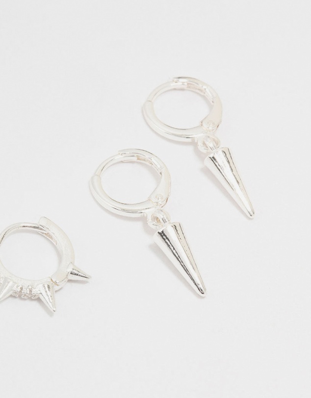 Lovisa - Silver Diamante Spikey Earrings 3-Pack