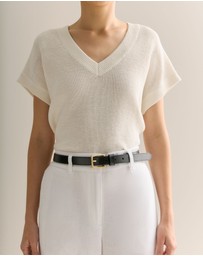 Trenery - Leather Slim Belt in Black