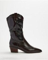 AERE - Rozalia Leather Cowboy Ankle Boots