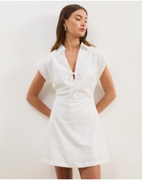 Atmos&Here - Marni Linen Blend Tie Front Mini Dress