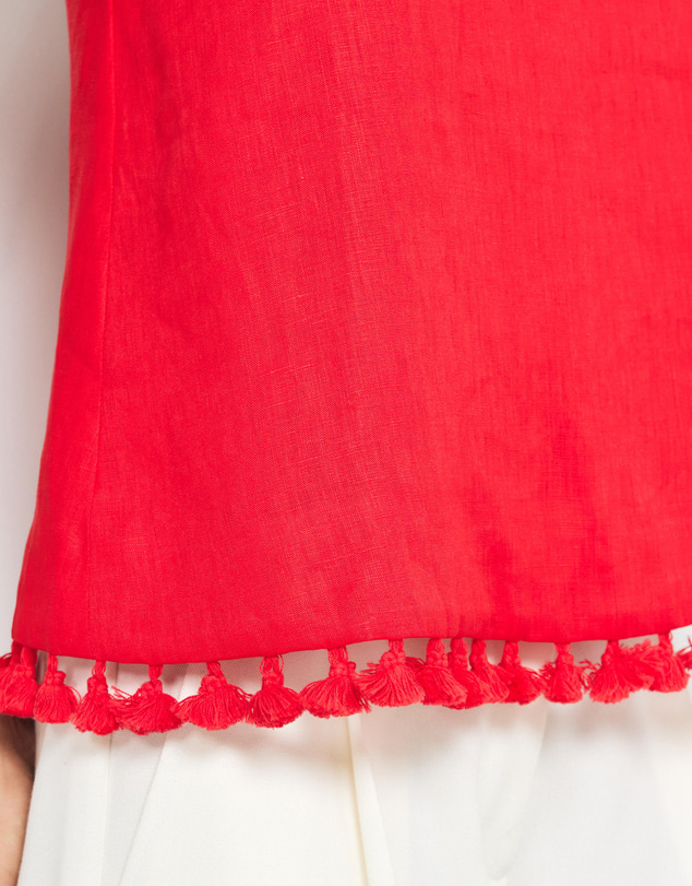 AERE - Lilia Linen Tassel Top