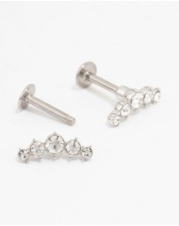 Lovisa - Surgical Steel Round Cubic Zirconia Flat Back 2-Pack