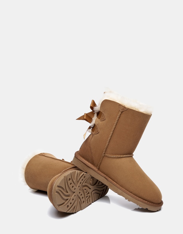 EVERAU - EverAU Ugg Short Back Bow Sheepskin Upper UGG Boots