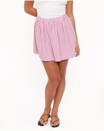 Petal & Pup - Domitia Mini Aline Skirt - Pink White Stripe