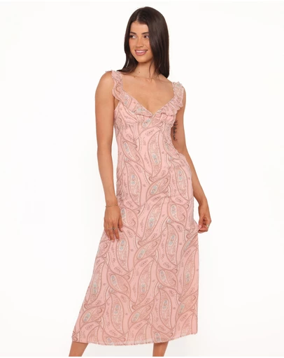 Petal & Pup - Jarvis Midi Dress - Peach Paisley